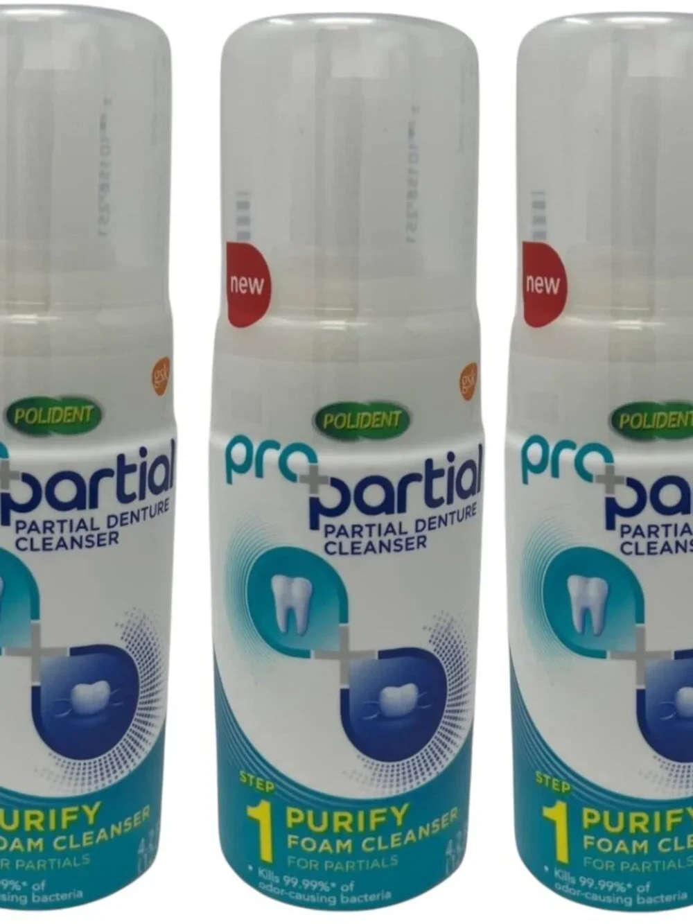 Polident Propartial Step 1 Partial Denture Cleanser Foam, 4.2 Oz, 3 Count 32024